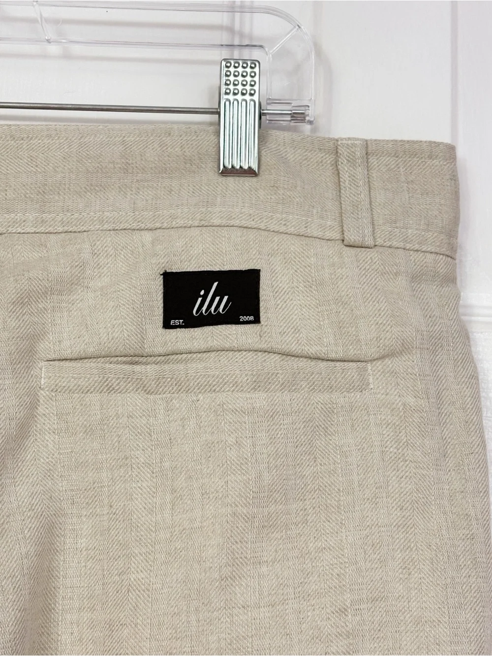 NWT I Love Ugly Men's Bone Herringbone Linen Slim Fit Crop Kobe Pants